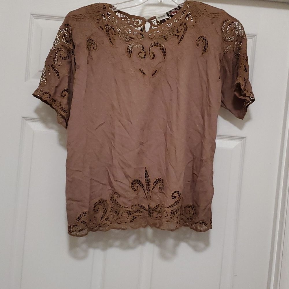 ❣️Pearls womens brown blouse